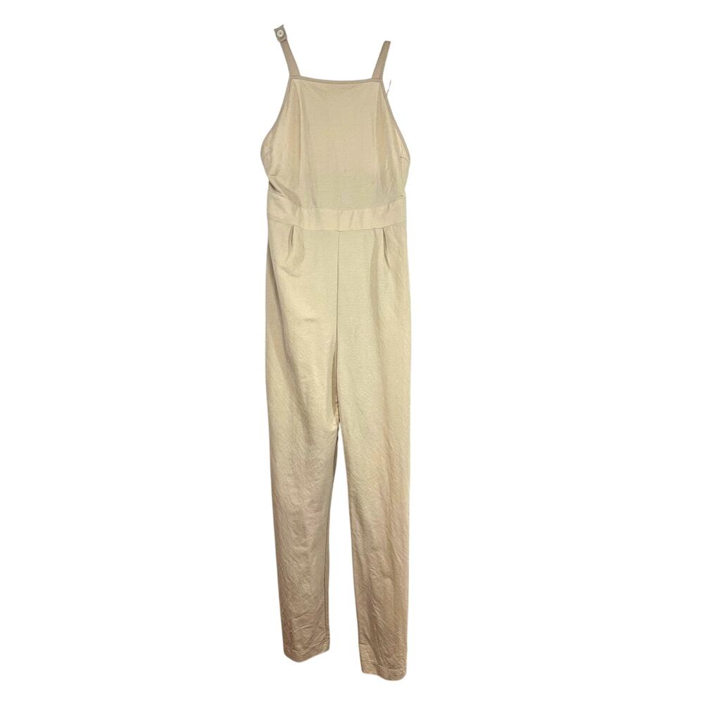 ZARA overalls jumpsuit open‎ back tan sand khaki Womans size M vacation casual